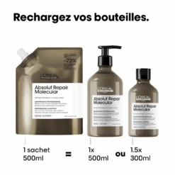 Éco-Recharge Shampooing Absolut Repair Molecular L'Oréal 500ml -Produits Coiffure Soldes 3474637242220 5 45319.1739197094