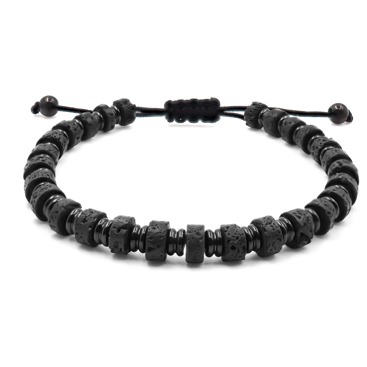 Bracelet "Lava" Acier Noir - Pierre De Lave 1 Bracelet "Lava" Acier Noir - Pierre De Lave