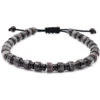 Bracelet "Stone" Acier Noir - Jaspe Gris